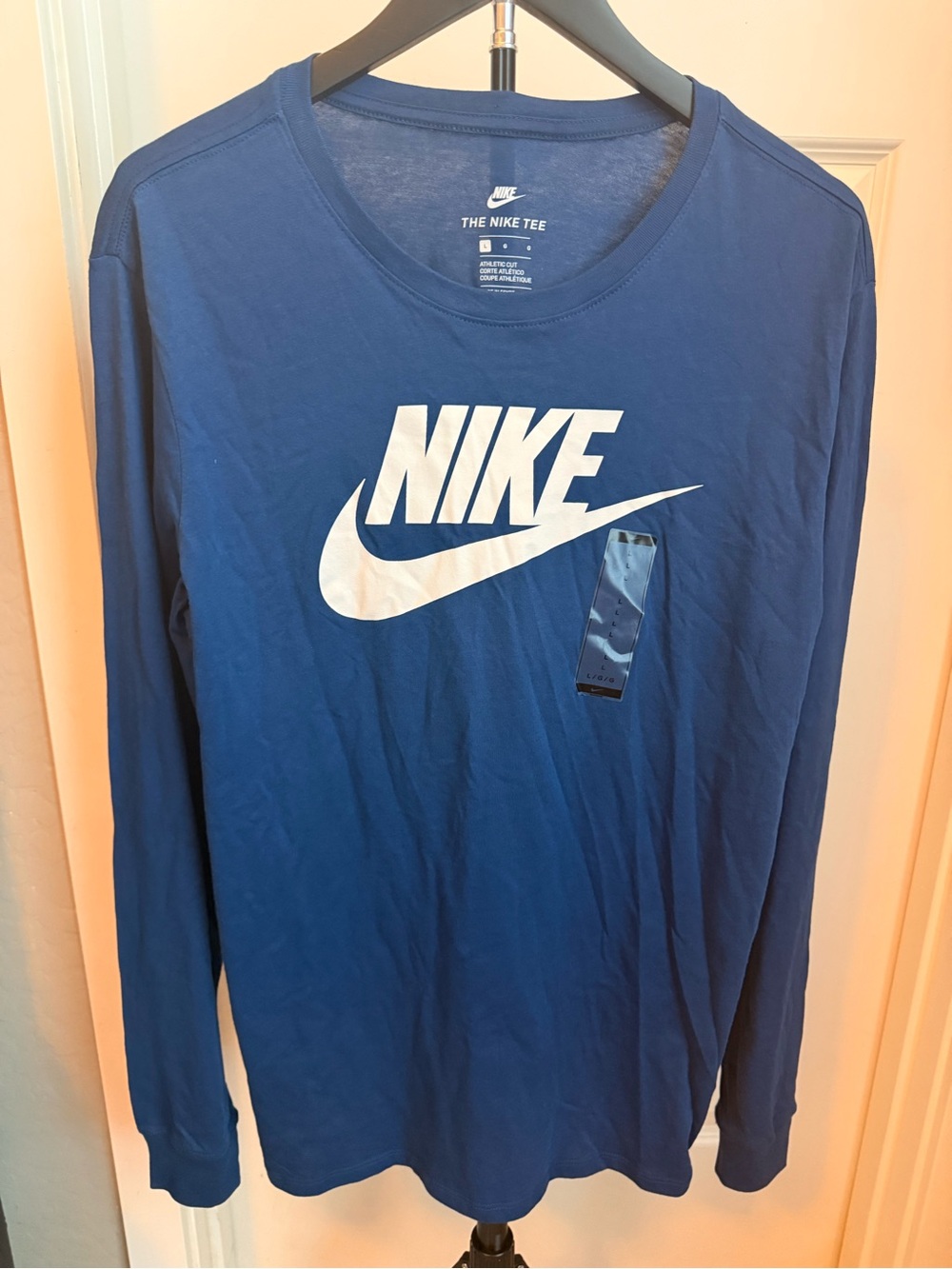 Nike Long Sleeve Tee in Royal Blue with White Logo